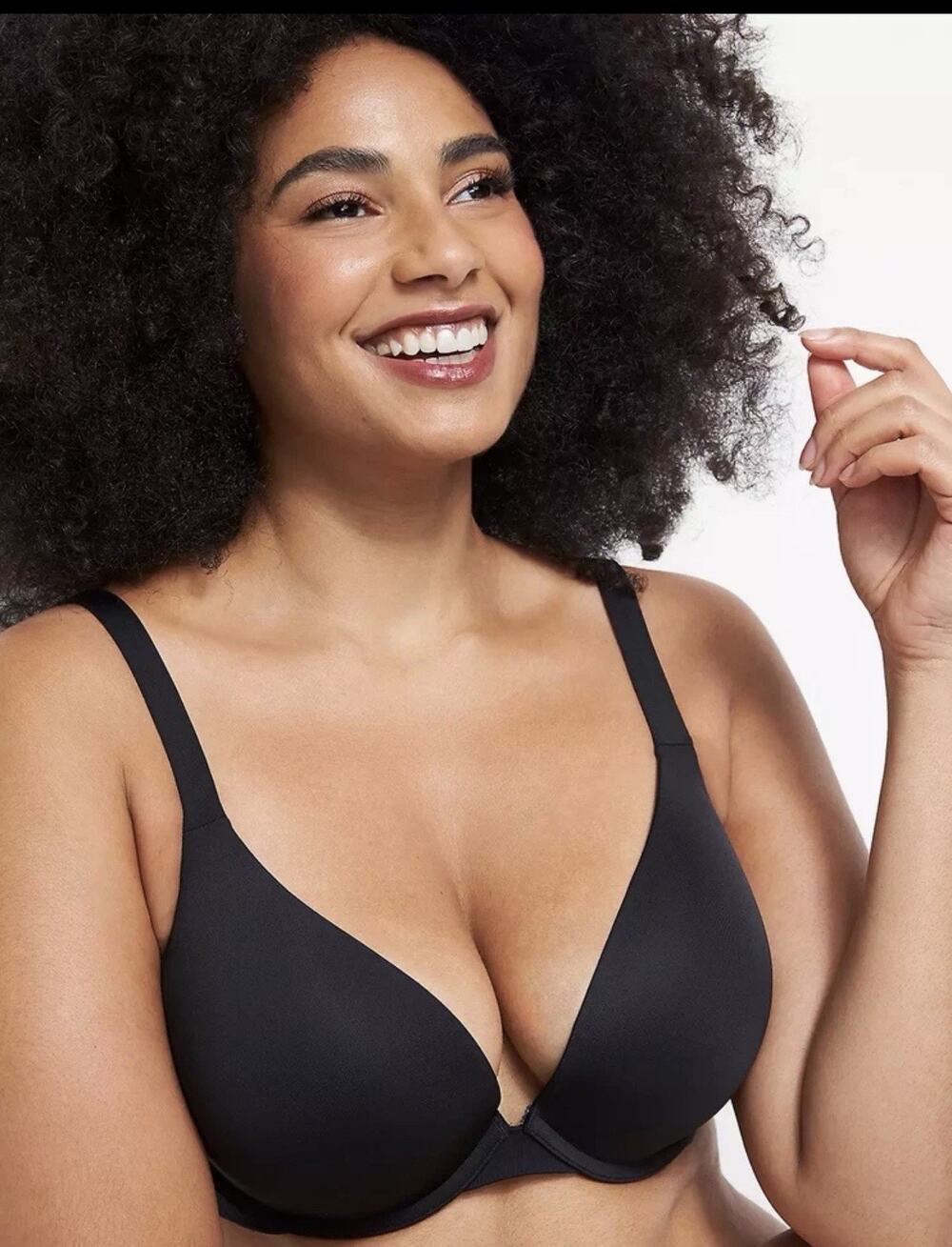 NWT Cacique 44DD Smooth Boost Plunge Black Tshirt Sexy Goth Grunge Whimsigoth
